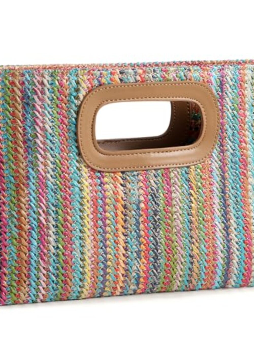 Faux Straw Woven Clutch Purses with Detachable Chain Strap